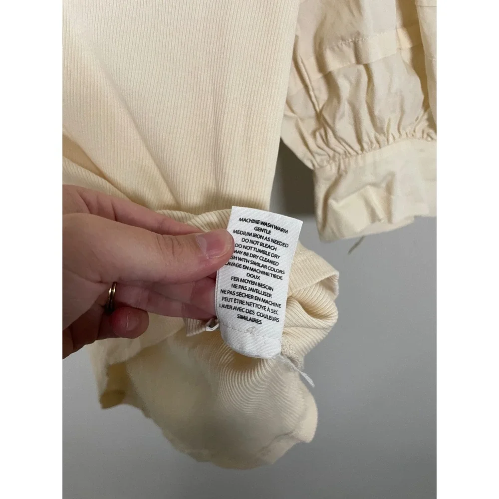 Ulla Johnson Iman Puff Sleeve Top in Cream Size Large Feminine Quiet Luxury